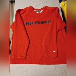 Tommy Hilfiger Men's V-Neck Sweater in Vibrant Red